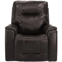Barnett Leather Layflat Power Recliner w/ Power Headrest and Lumbar in Brown by Bellanest