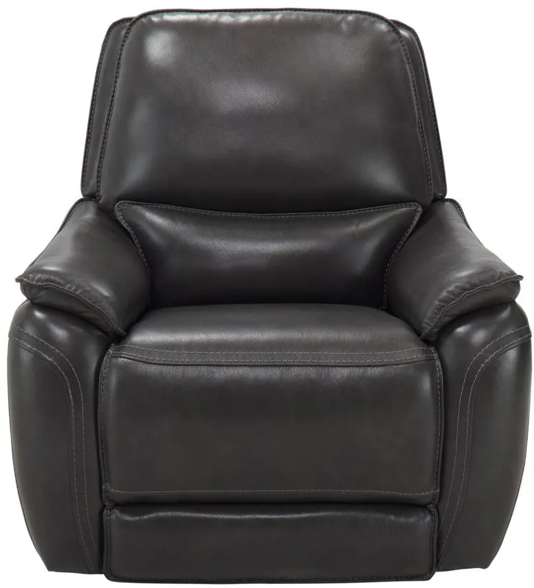 Corsello Leather Power Recliner w/ Power Headrest in Gray by Bellanest