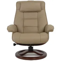 Mustang R Small Recliner and Ottoman in NL Stone with Espresso Base by Fjords USA