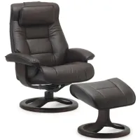 Mustang R Small Recliner and Ottoman in NL Black with Charcoal Base by Fjords USA