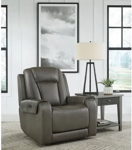 Card Player Power Recliner in Smoke by Ashley Furniture