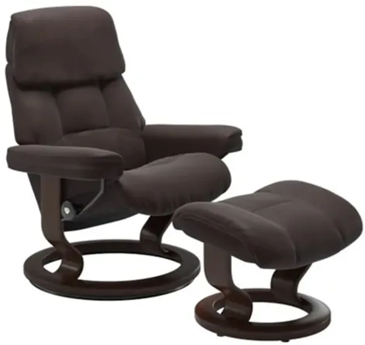 Stressless Ruby Small Classic Leather Reclining Chair and Ottoman