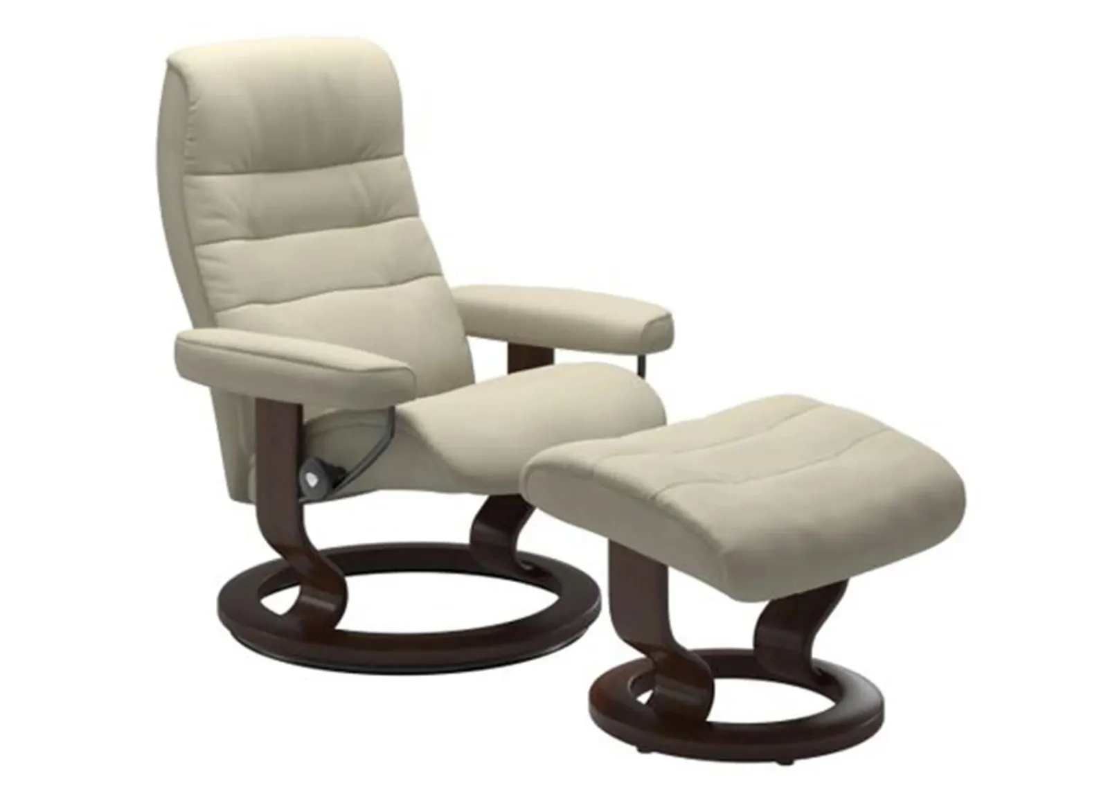 Stressless Opal Small Classic Reclining Chair and Ottoman in Paloma Light Grey/Brown by Stressless