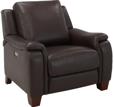 Ramiro Leather Power Recliner in Brown by Bellanest