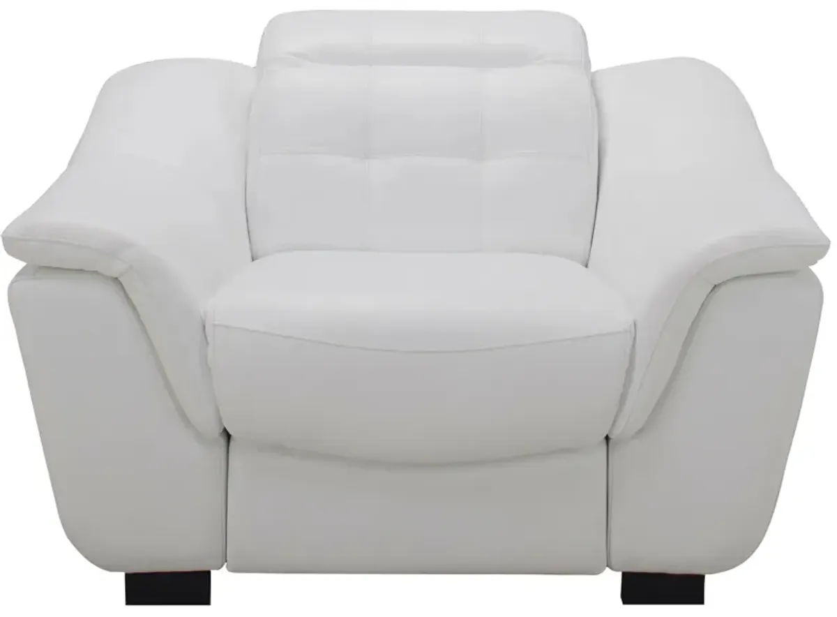 Cadori Leather Power Recliner w/ Power Headrest in White by Chateau D'Ax