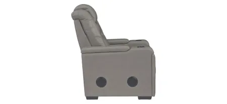 Boerna Power Recliner with Adjustable Headrest in Gray by Ashley Furniture