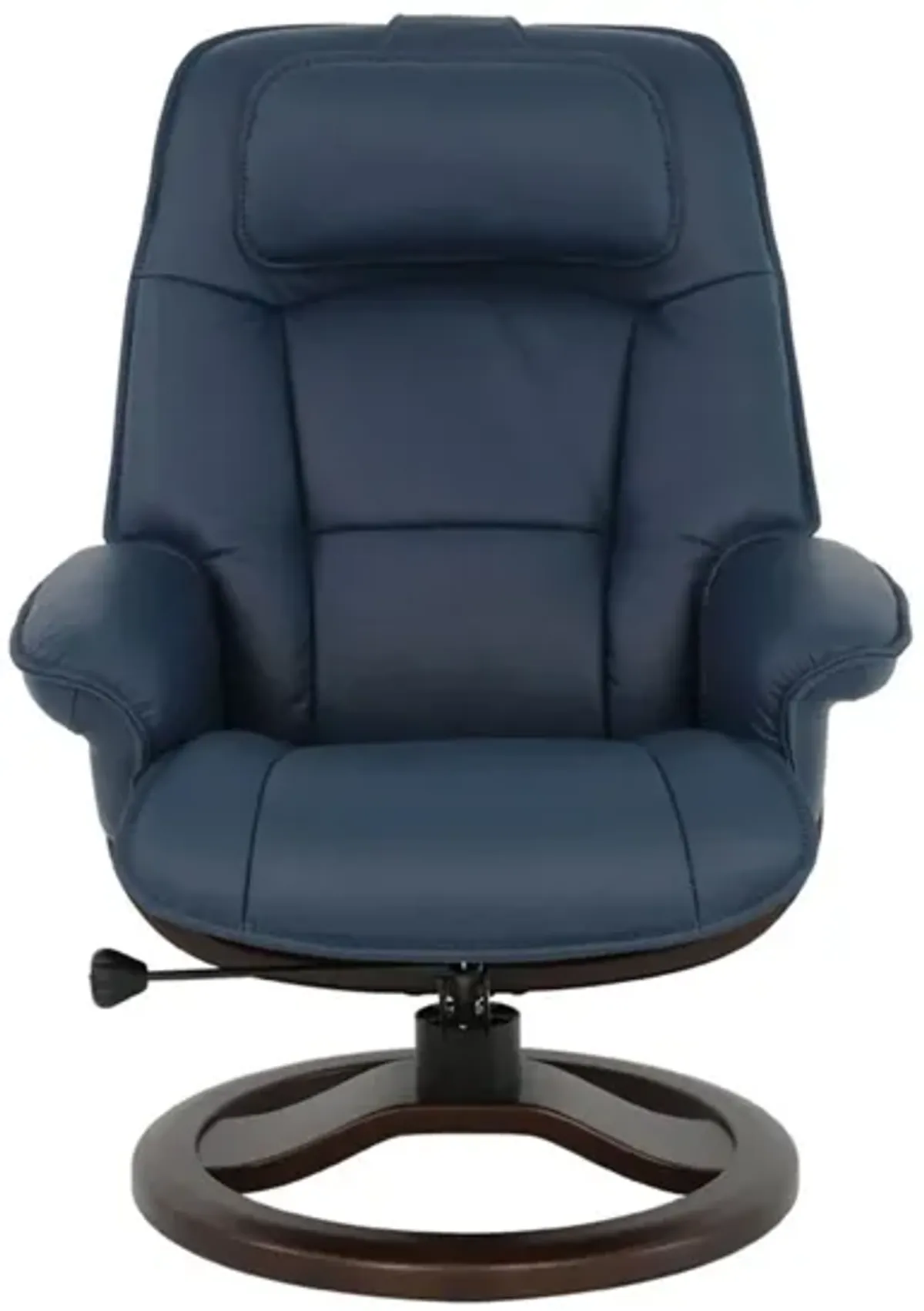 Admiral R Small Recliner and Ottoman in SL Blue with Espresso Base by Fjords USA