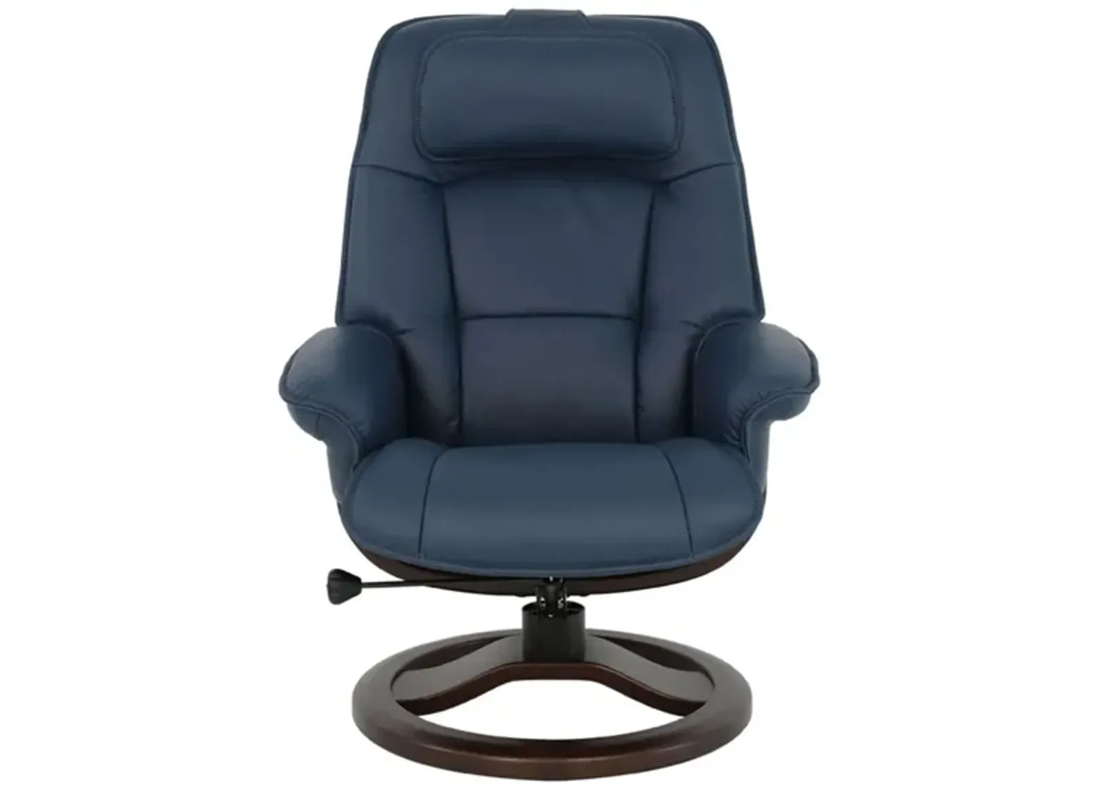 Admiral R Small Recliner and Ottoman in SL Blue with Espresso Base by Fjords USA