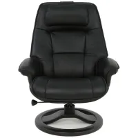 Admiral R Small Recliner and Ottoman in SL Black with Charcoal Base by Fjords USA