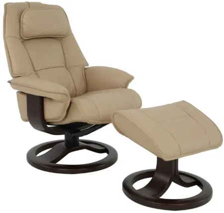 Admiral R Small Recliner and Ottoman in SL Latte with Espresso Base by Fjords USA