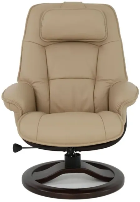 Admiral R Small Recliner and Ottoman in SL Latte with Espresso Base by Fjords USA