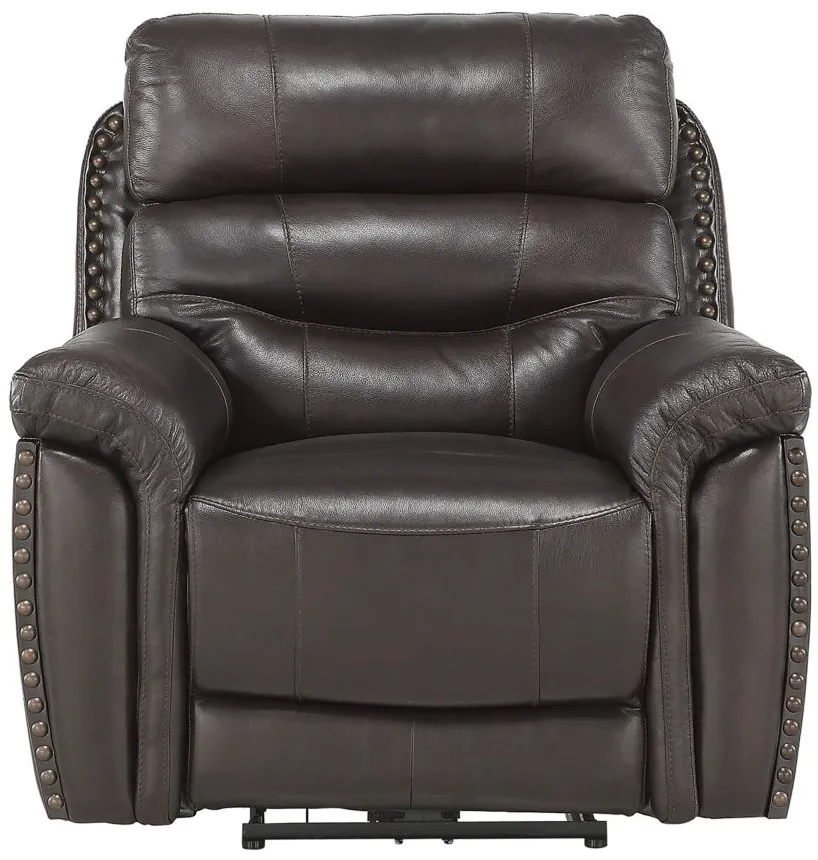 Forte Leather Power Recliner in Brown by Homelegance