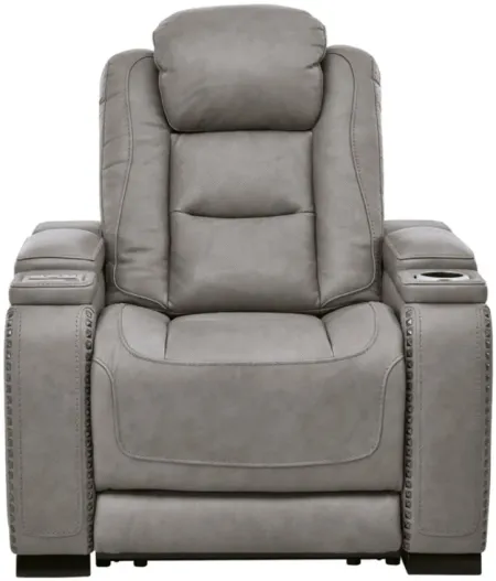The Man-Den Power Recliner with Adjustable Headrest in Gray by Ashley Furniture