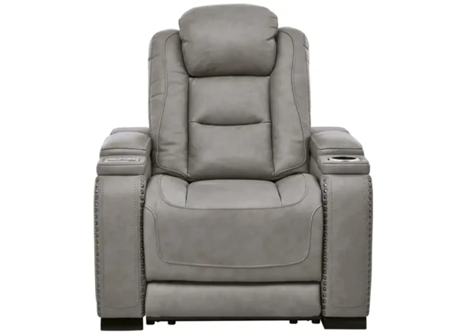 The Man-Den Power Recliner with Adjustable Headrest in Gray by Ashley Furniture