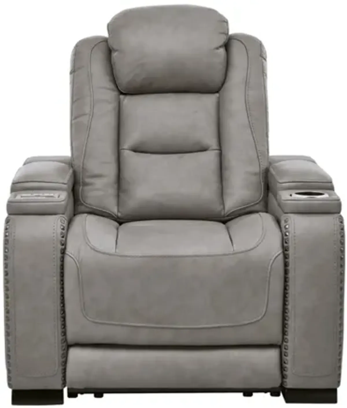 The Man-Den Power Recliner with Adjustable Headrest in Gray by Ashley Furniture