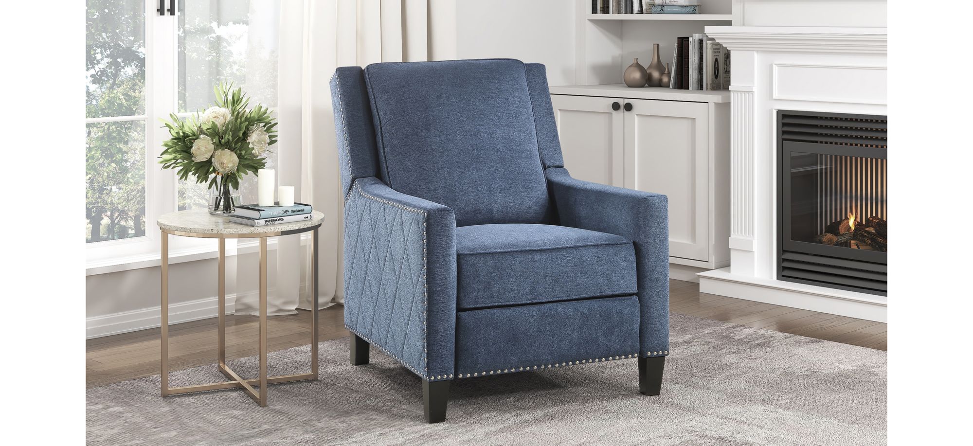 Laurel Push Back Recliner in Navy Blue by Homelegance