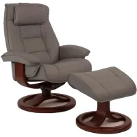 Mustang R Large Recliner and Ottoman in NL Granite with Espresso Base by Fjords USA