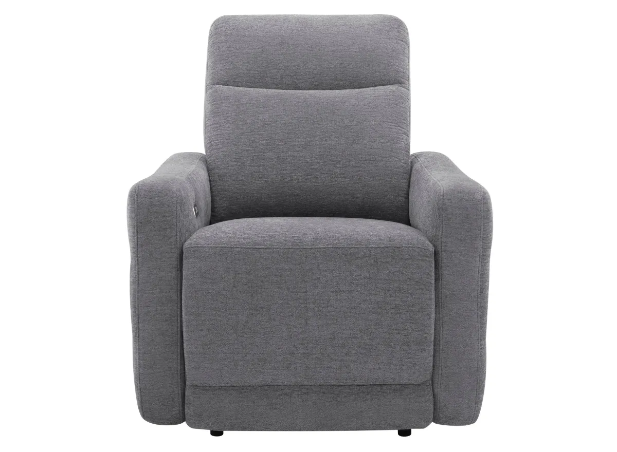 Yardley Chenille Power Recliner With Power Headrest And Lay Flat in Dove by Bellanest