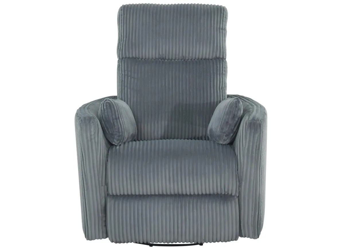 Maverick Swivel Glider Recliner in Corduroy Gray by Bellanest