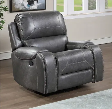 Keily Manual Swivel Glider Recliner Chair in Grey by Steve Silver Co.