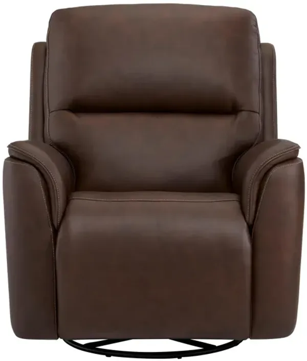 Henrick Triple Power Leather Swivel Glider Recliner
