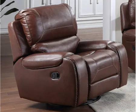 Keily Swivel Glider Recliner Chair in Brown by Steve Silver Co.