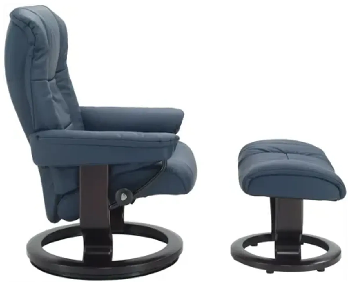 Stressless Mayfair Small Leather Reclining Chair and Ottoman