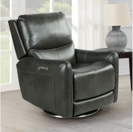 Athens Swivel Power Recliner in Charcoal by Steve Silver Co.