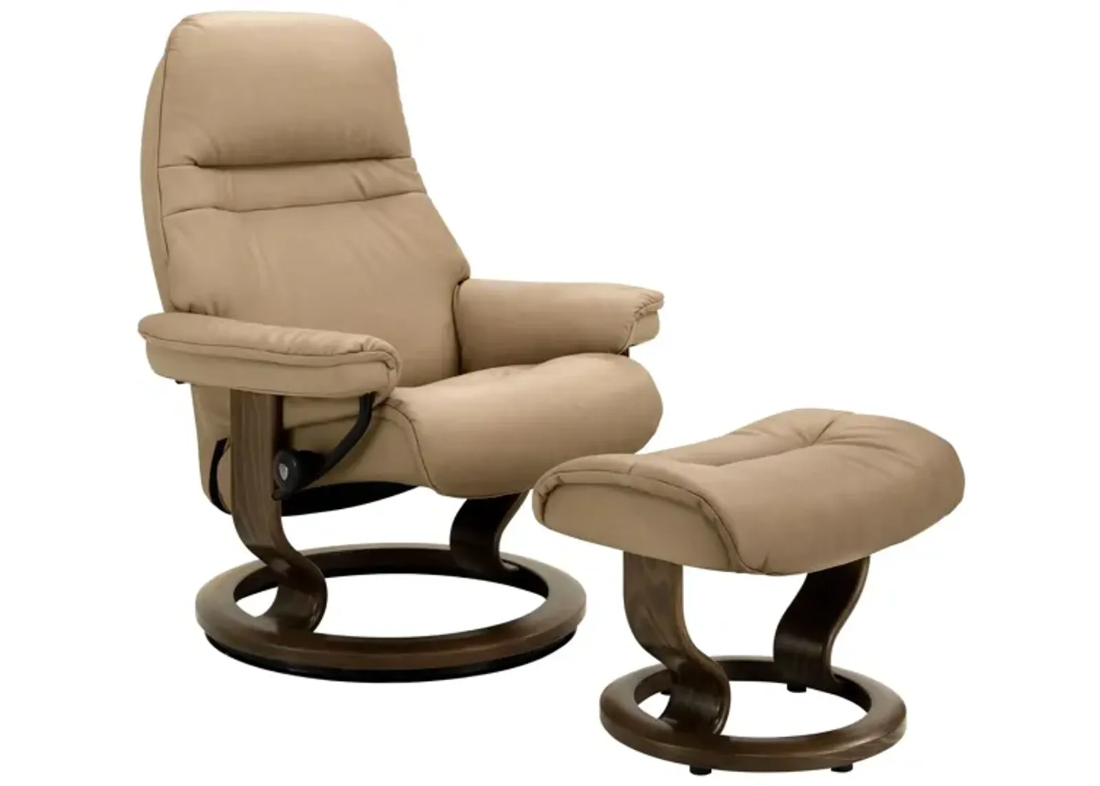 Stressless Sunrise Medium Leather Chair and Ottoman in Sand by Stressless