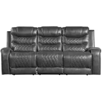 Greenway Power Double Reclining Sofa w/ Cup Holders and USB Port in Gray by Homelegance