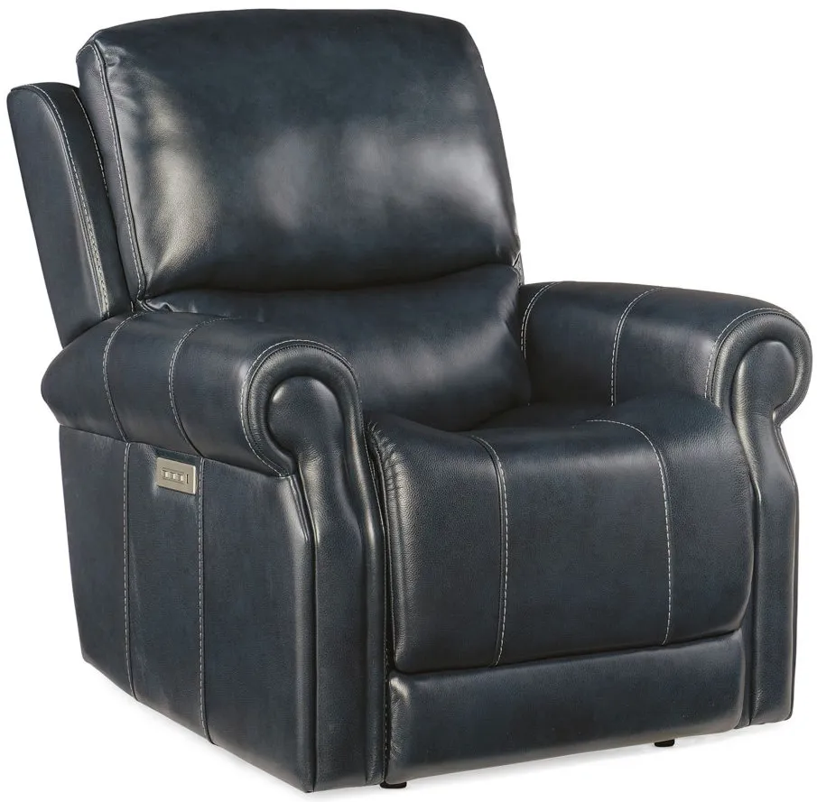 Eisley Power Recliner with Power Headrest and Lumbar in Sorrento Night Seas by Hooker Furniture