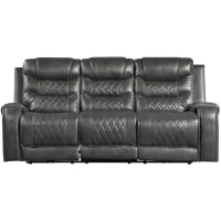 Greenway Double Reclining Sofa w/ Cup Holders and USB Port in Gray by Homelegance