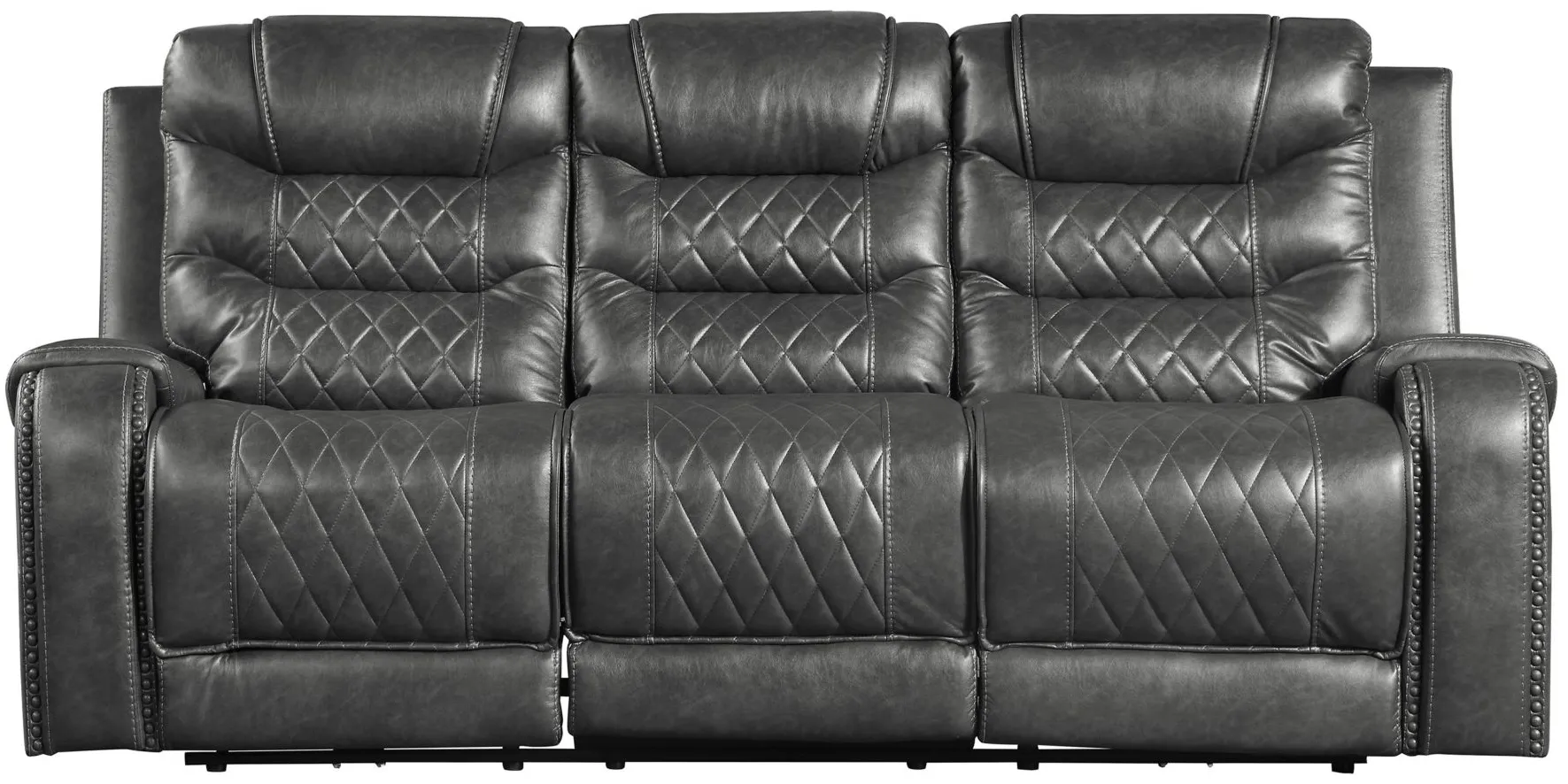 Greenway Double Reclining Sofa w/ Cup Holders and USB Port in Gray by Homelegance