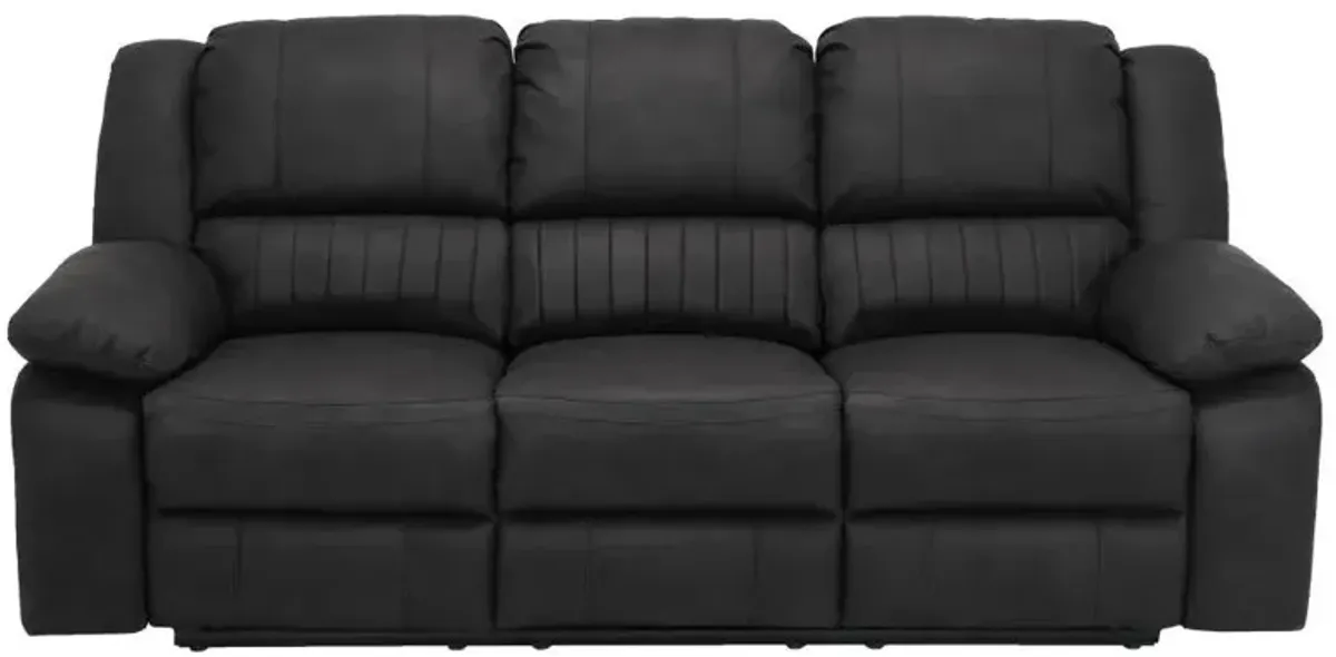 Navaro Reclining Sofa in black licorice by Emerald Home Furnishings