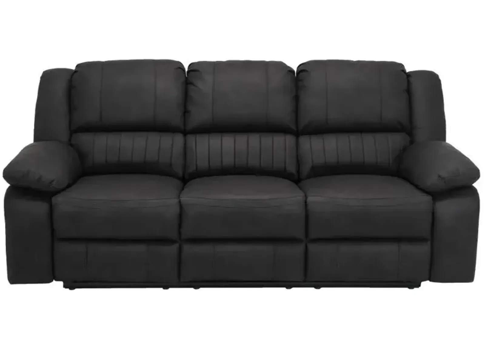 Navaro Reclining Sofa in black licorice by Emerald Home Furnishings