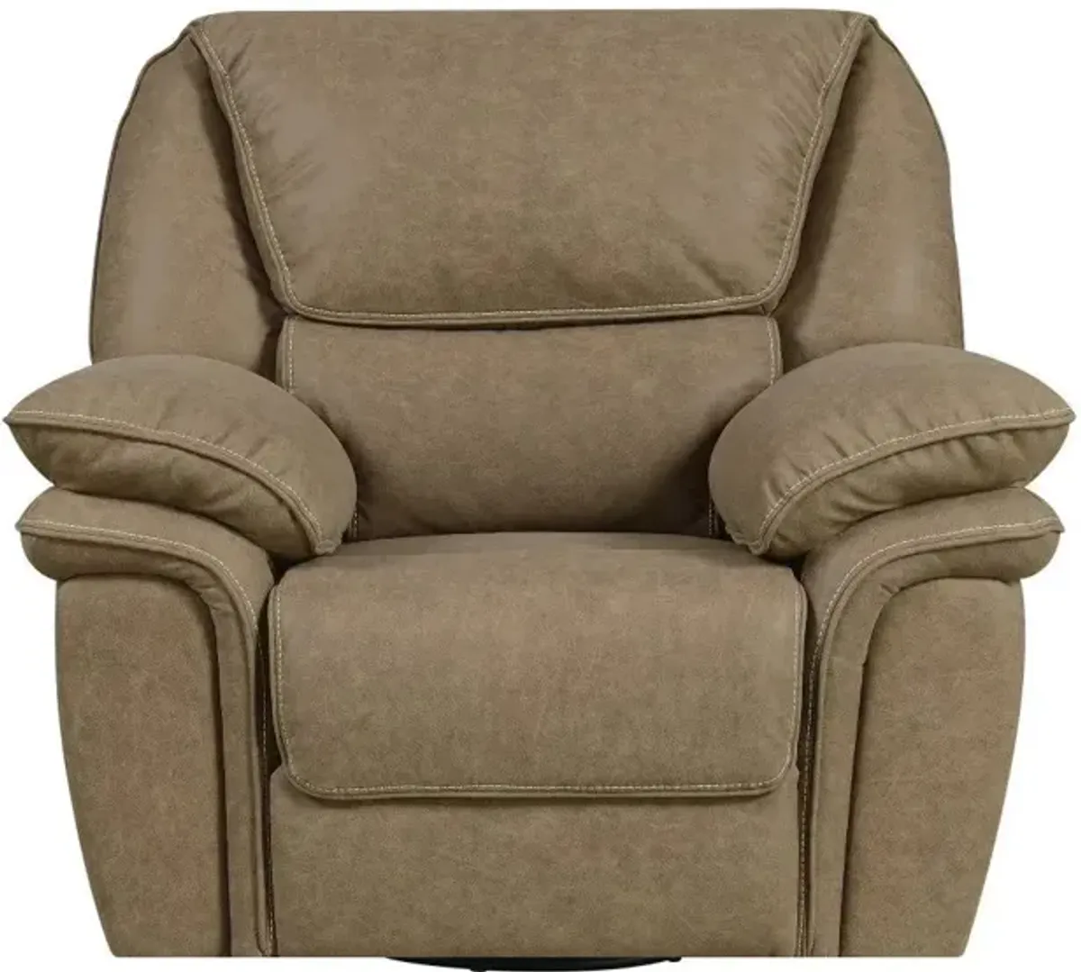 Allyn Swivel Gliding Recliner in desert sand by Emerald Home Furnishings