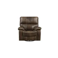 Jessie James Swivel Gliding Recliner in chocolate brown by Emerald Home Furnishings