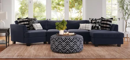 Daine 3-pc. Sectional Sofa in Popstich Navy by Fusion Furniture