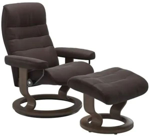 Stressless Opal Medium Classic Reclining Chair and Ottoman