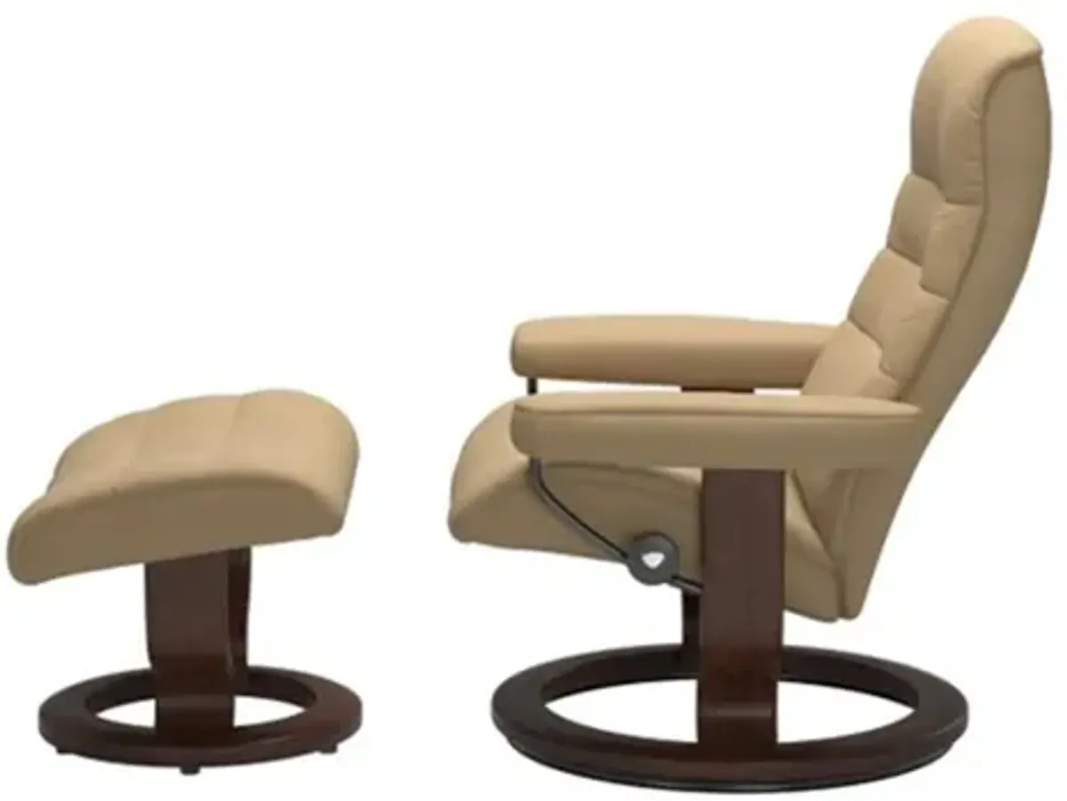 Stressless Opal Medium Classic Reclining Chair and Ottoman