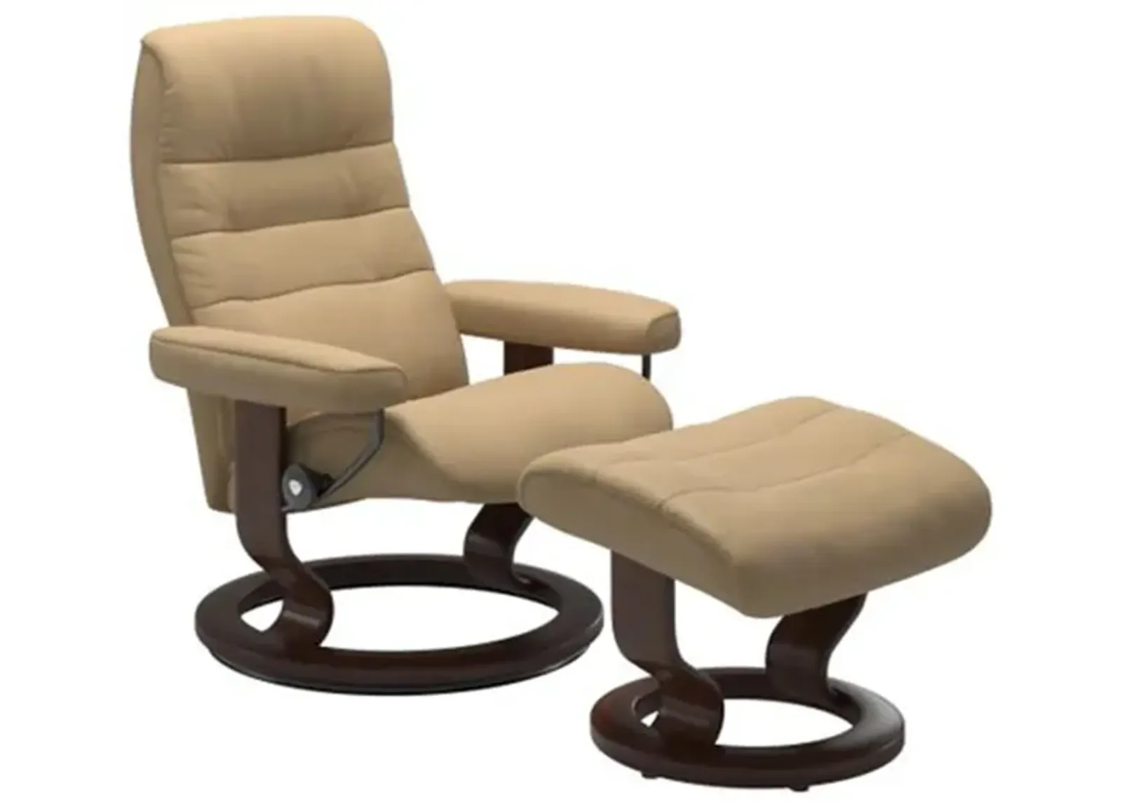 Stressless Opal Medium Classic Reclining Chair and Ottoman in Paloma Sand/Brown by Stressless