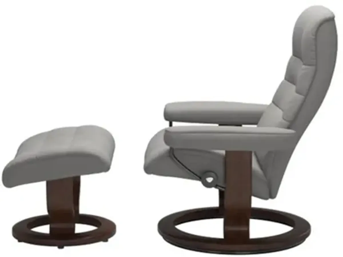 Stressless Opal Medium Classic Reclining Chair and Ottoman