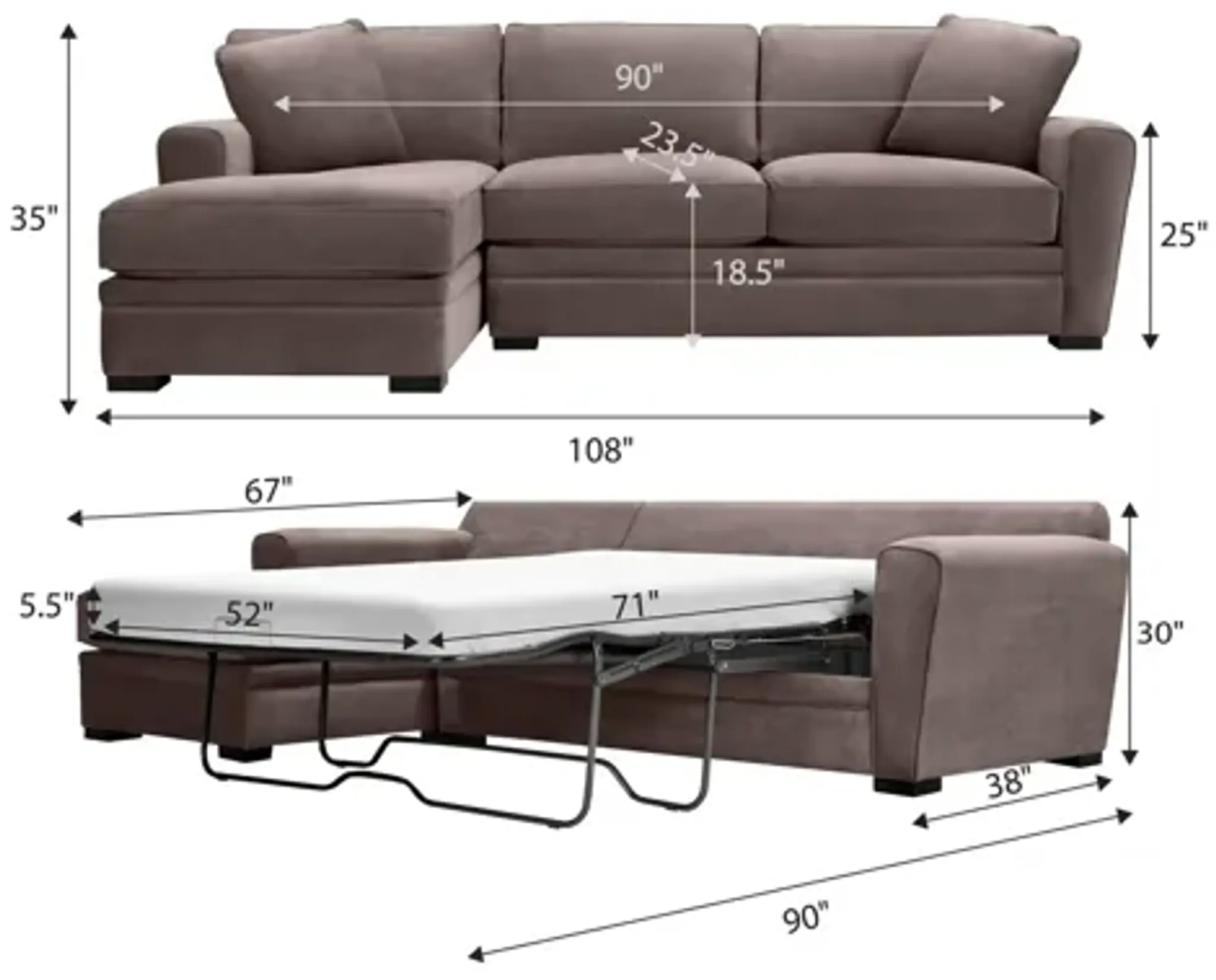 Artemis Ii 2 Pc Full Sleeper Left Hand Facing Sectional Sofa Raymour ...
