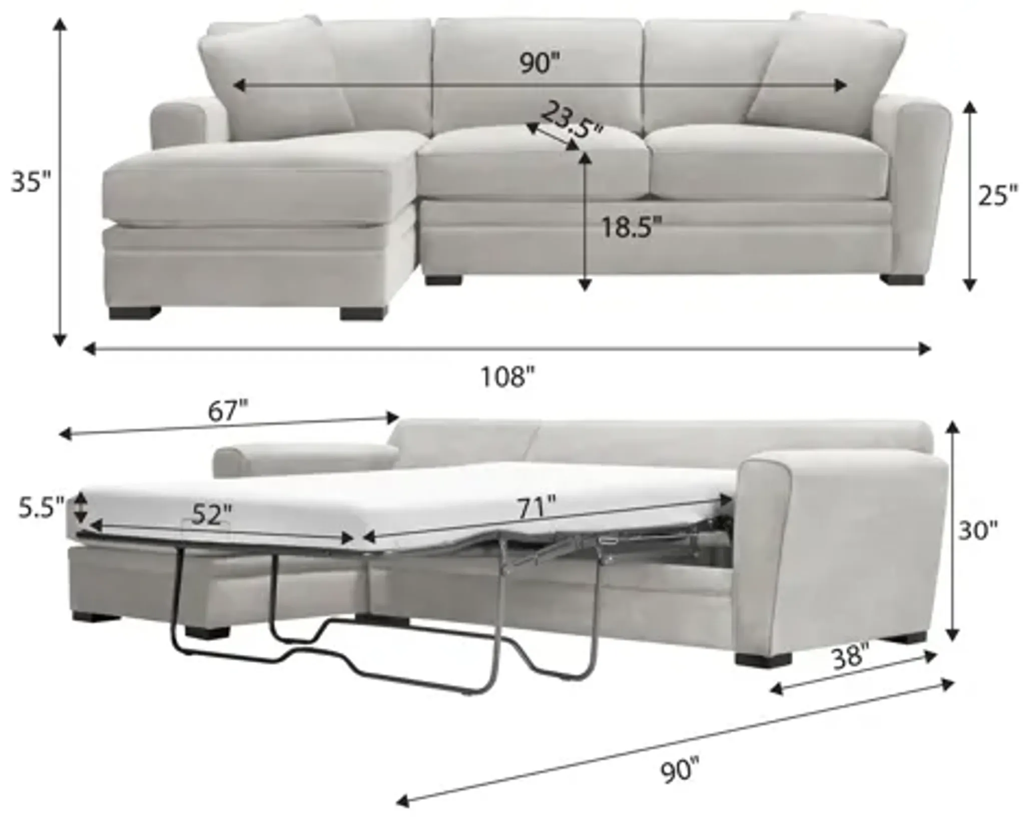 Artemis Ii 2 Pc Full Sleeper Left Hand Facing Sectional Sofa Raymour ...
