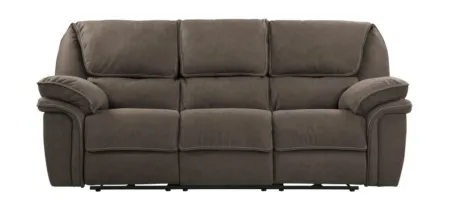 Allyn Power Reclining Sofa in gray taupe by Emerald Home Furnishings