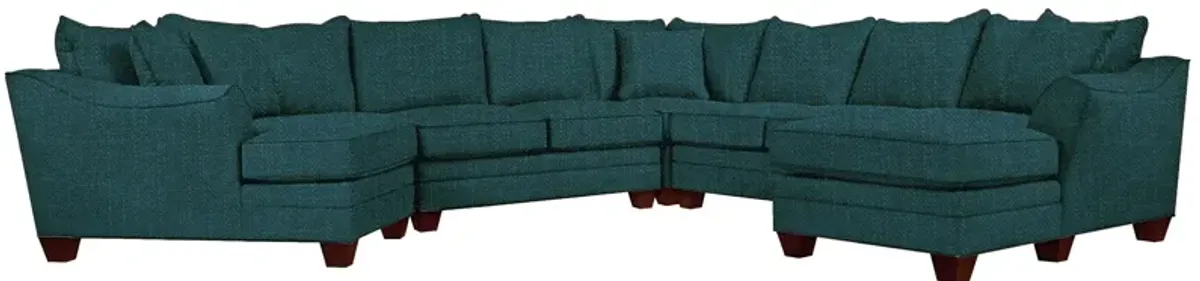 Foresthill 5-pc. Right Hand Facing Sectional Sofa in Elliot Teal by H.M. Richards