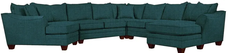 Foresthill 5-pc. Right Hand Facing Sectional Sofa in Elliot Teal by H.M. Richards