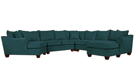 Foresthill 5-pc. Right Hand Facing Sectional Sofa in Elliot Teal by H.M. Richards