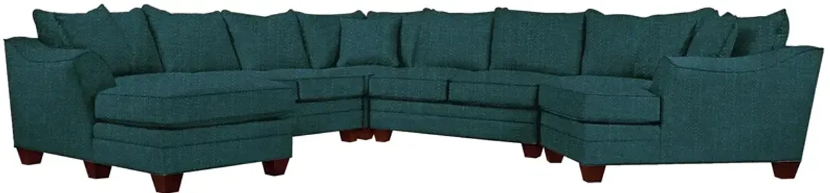 Foresthill 5-pc. Left Hand Facing Sectional Sofa in Elliot Teal by H.M. Richards