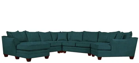 Foresthill 5-pc. Left Hand Facing Sectional Sofa in Elliot Teal by H.M. Richards